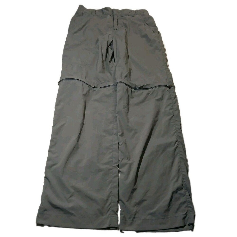 Columbia Convertible Cargo Pants Womens M Gray Nylon Omni-Shade MISSING BUTTON